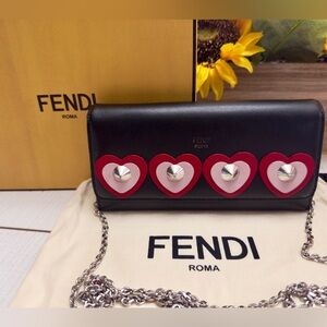 Fendi Studded Heart Chain Wallet WOC